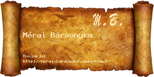 Mérai Bársonyka névjegykártya